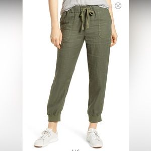 Caslon Olive Linen track pants size XS petite NWT
